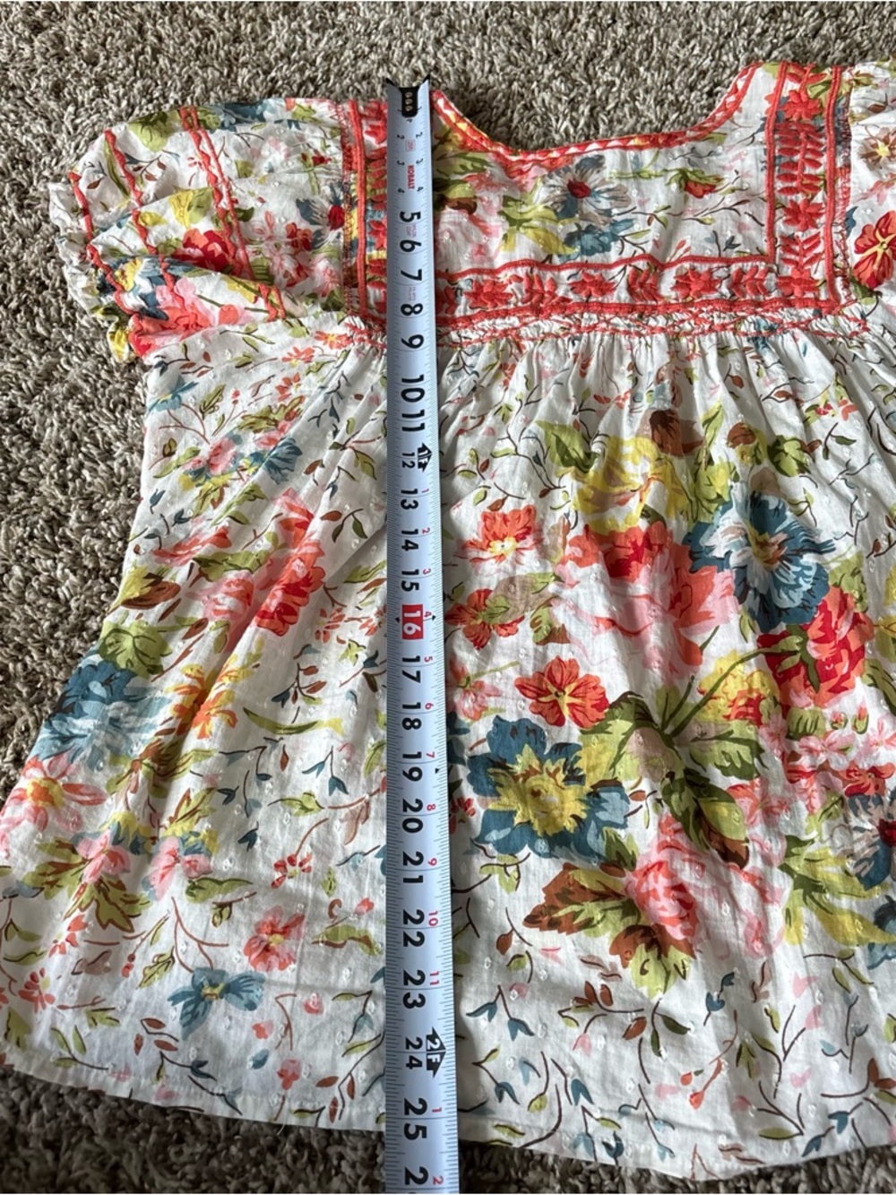 Sister Mary Coral Embroidered Floral Blouse - White with Multi Floral Was sz S/M - Picture 7 of 7